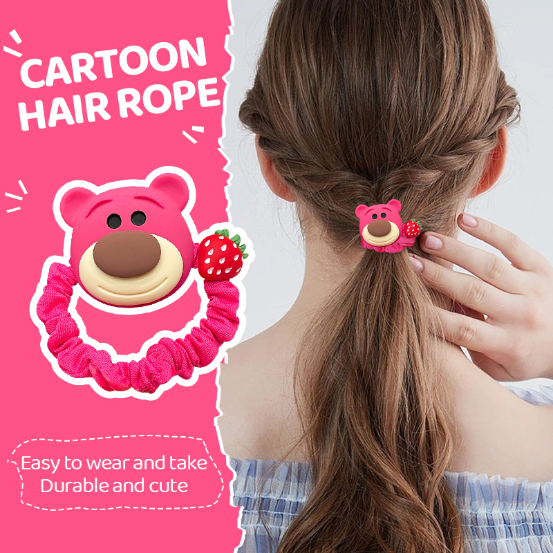 miumiuaDây cột tóc chất liệu cao su co giãn hình gấu dâu hoạt hình xinh xắn phong cách Hàn Quốc dành cho nữ