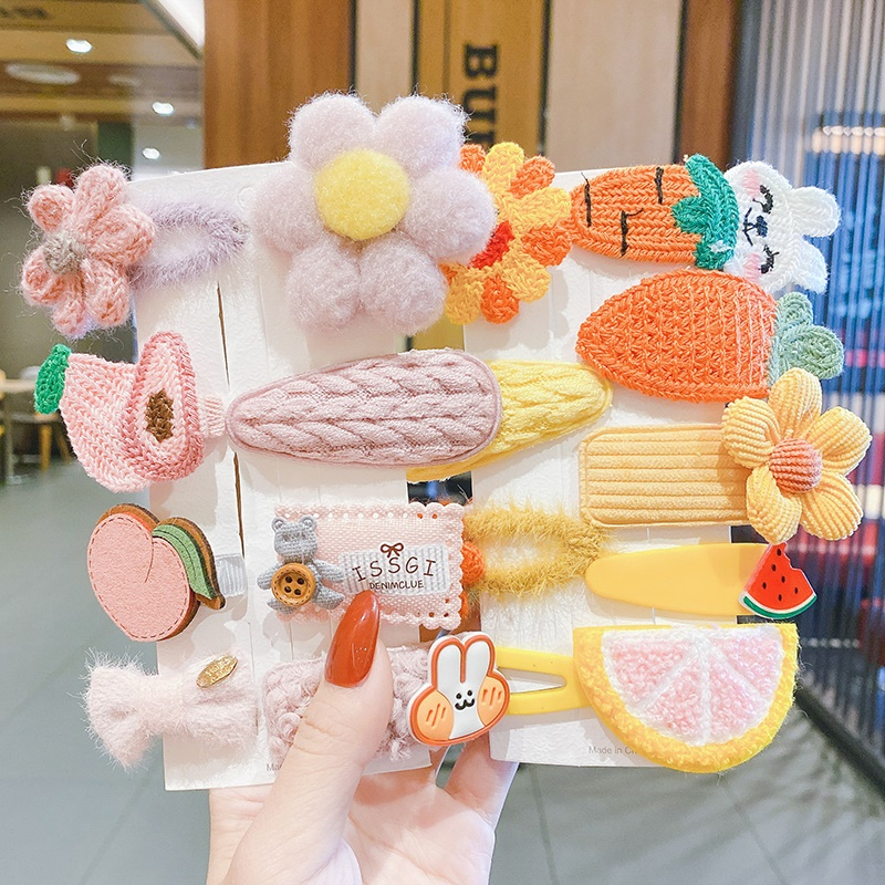 miumiuaBộ Kẹp Tóc Đính Nơ Họa Tiết Hoạt Hình Phong Cách Hàn Quốc Cho Bé Gái