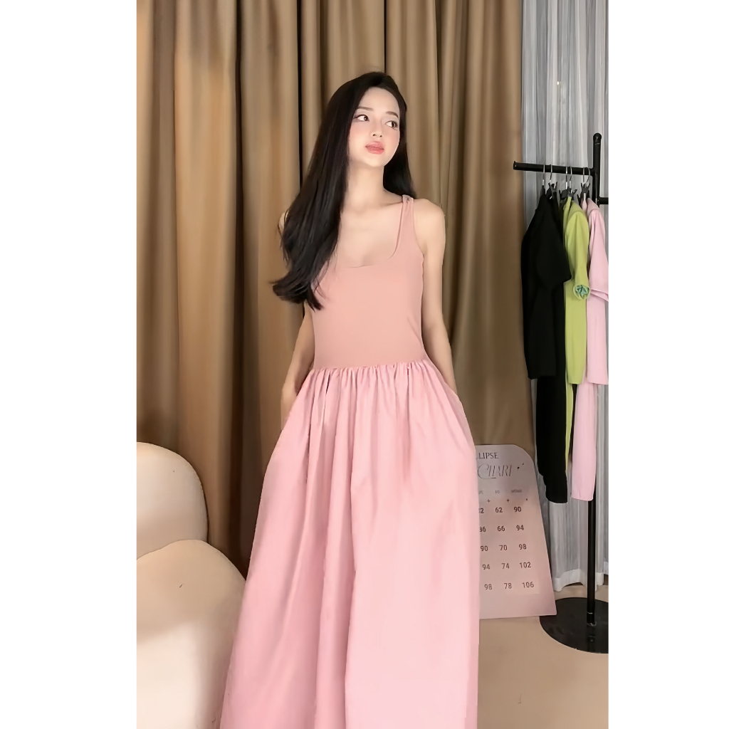 Váy Tanktop Nhún Ly Eo Xoè Eclipse Clothing Váy Hai Dây Chữ A Đi Biển Dạo Phố Du Lịch