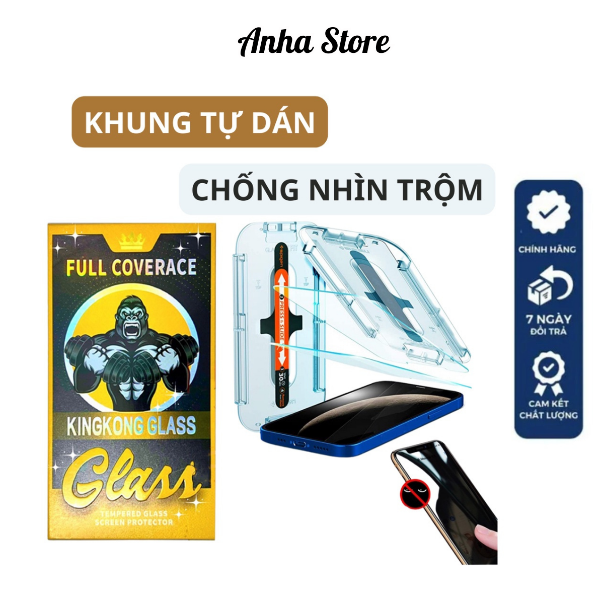 Kính Cường Lực iPhone Full Màn Khung Tự Dán Chống Nhìn Trộm x/xr/xs/11/12/13/14/pro/max/plus