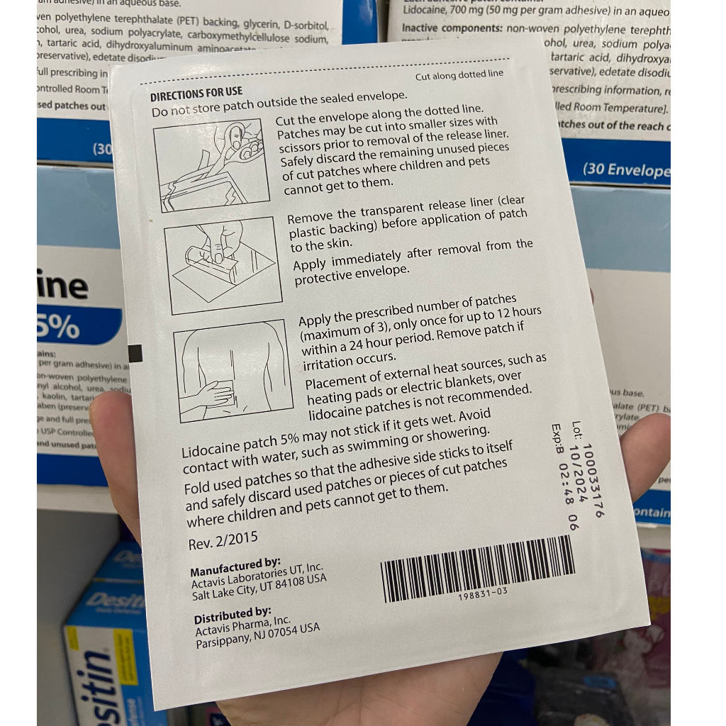 Cao dán giảm đau Rx Only LIDOCAINE 5% USA