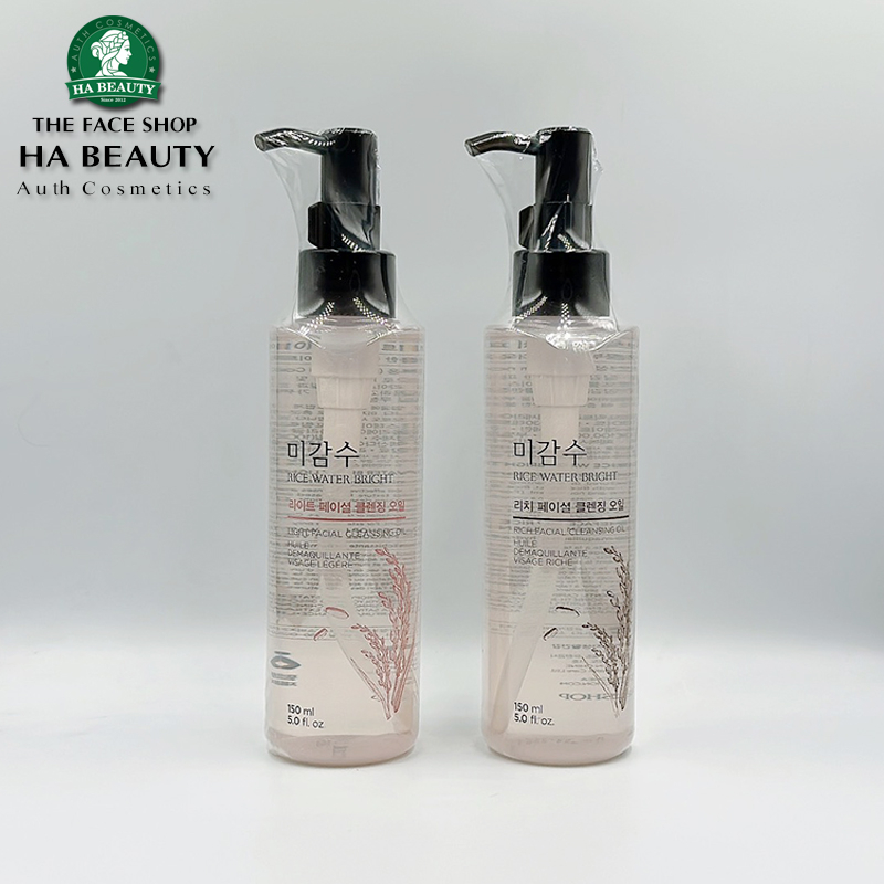 Dầu tẩy trang dưỡng ẩm sạch sâu dịu nhẹ cho da khô dầu The Face Shop Rice Water Bright Light Facial Cleansing Oil 150ml