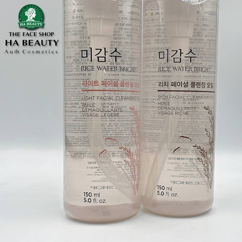 Dầu tẩy trang dưỡng ẩm sạch sâu dịu nhẹ cho da khô dầu The Face Shop Rice Water Bright Light Facial Cleansing Oil 150ml