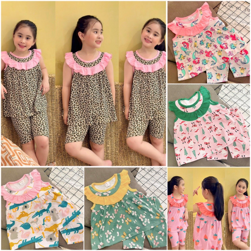 11-24kg Bộ babydoll quần lửng thun borip mềm đẹp co giãn tốt, form áo rộng thoáng mát 112