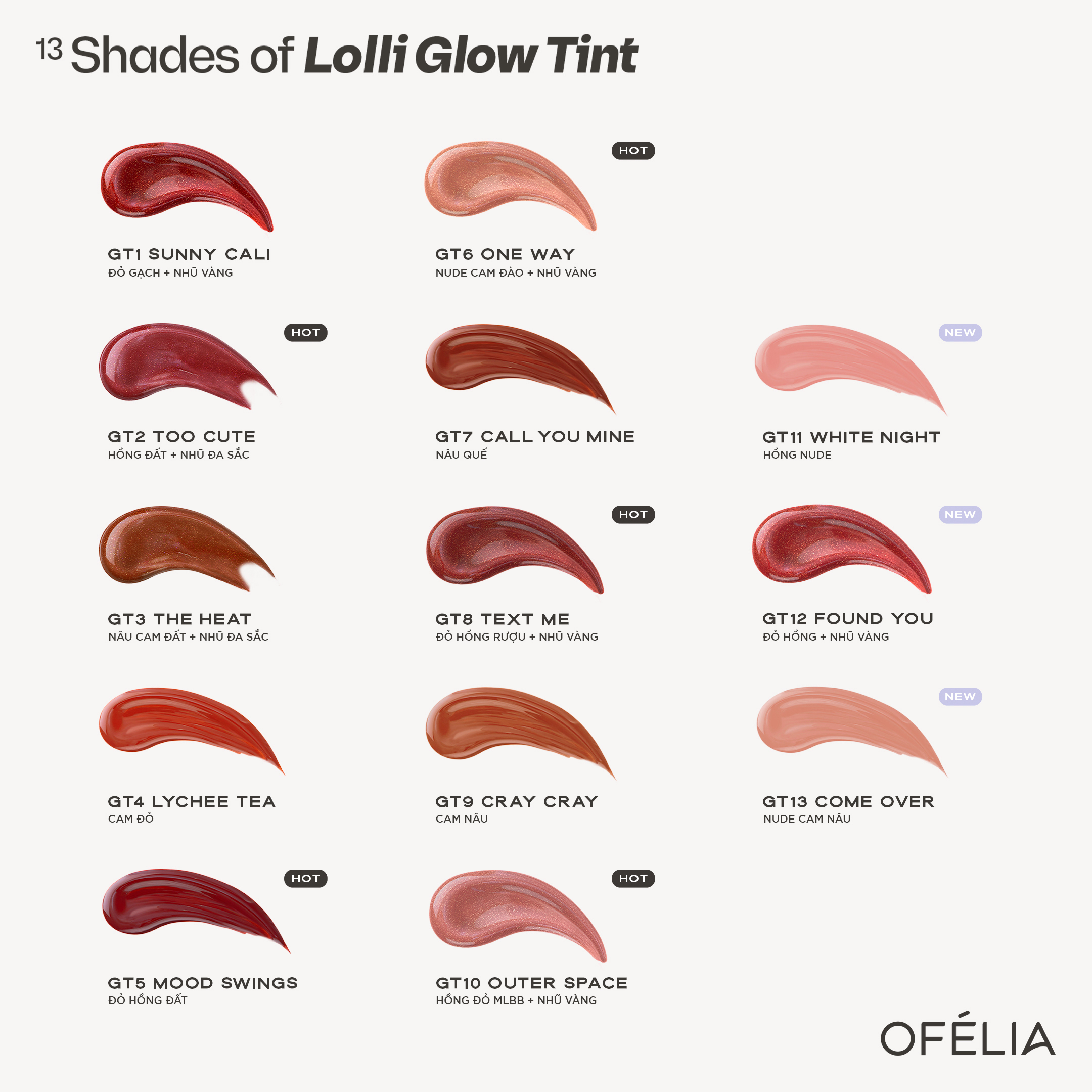 (OFÉLIA) Son Tint Bóng OFÉLIA Lolli Glow Tint (3.9g)