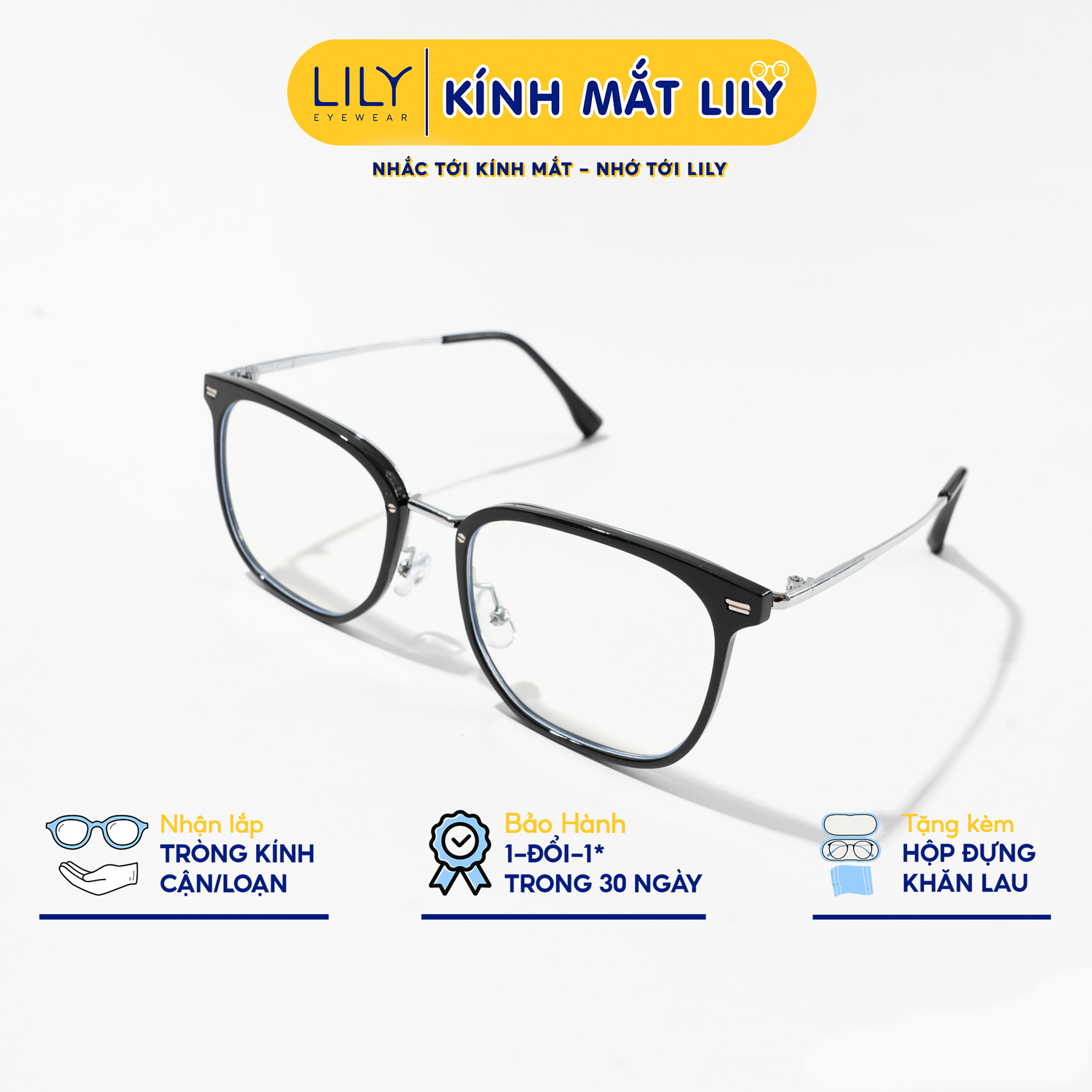 Gọng kính thời trang nam nữ LILYEYEWEAR chất liệu kim loại chắc chắn phù hợp với nhiều khuôn mặt 11025