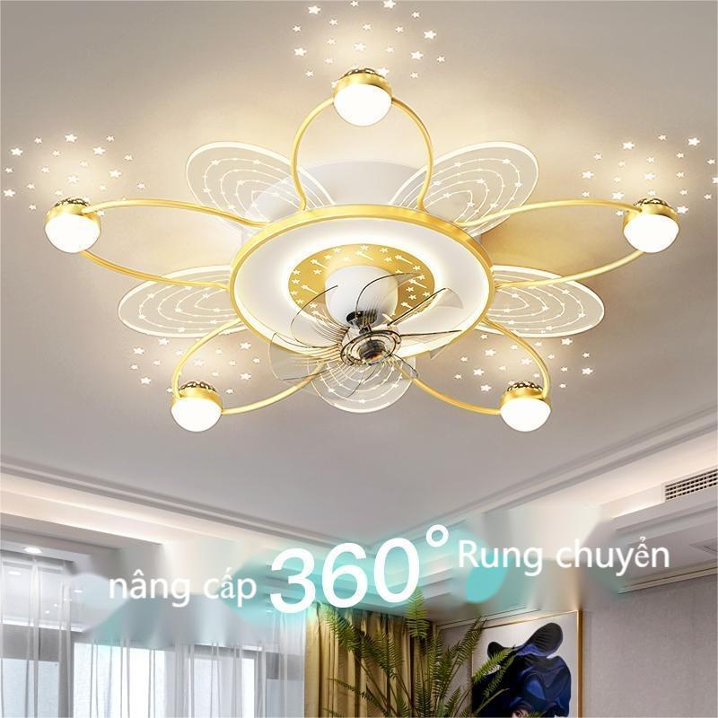 Đèn quạt Phòng khách trang trí với điều khiển từ xa ba đèn LED màu, Năng lượng gió 6 -Gear, Mute động cơ, Xoay 360 °, 12