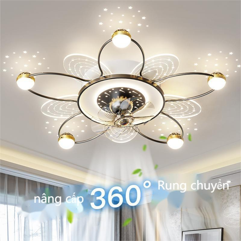 Đèn quạt Phòng khách trang trí với điều khiển từ xa ba đèn LED màu, Năng lượng gió 6 -Gear, Mute động cơ, Xoay 360 °, 12
