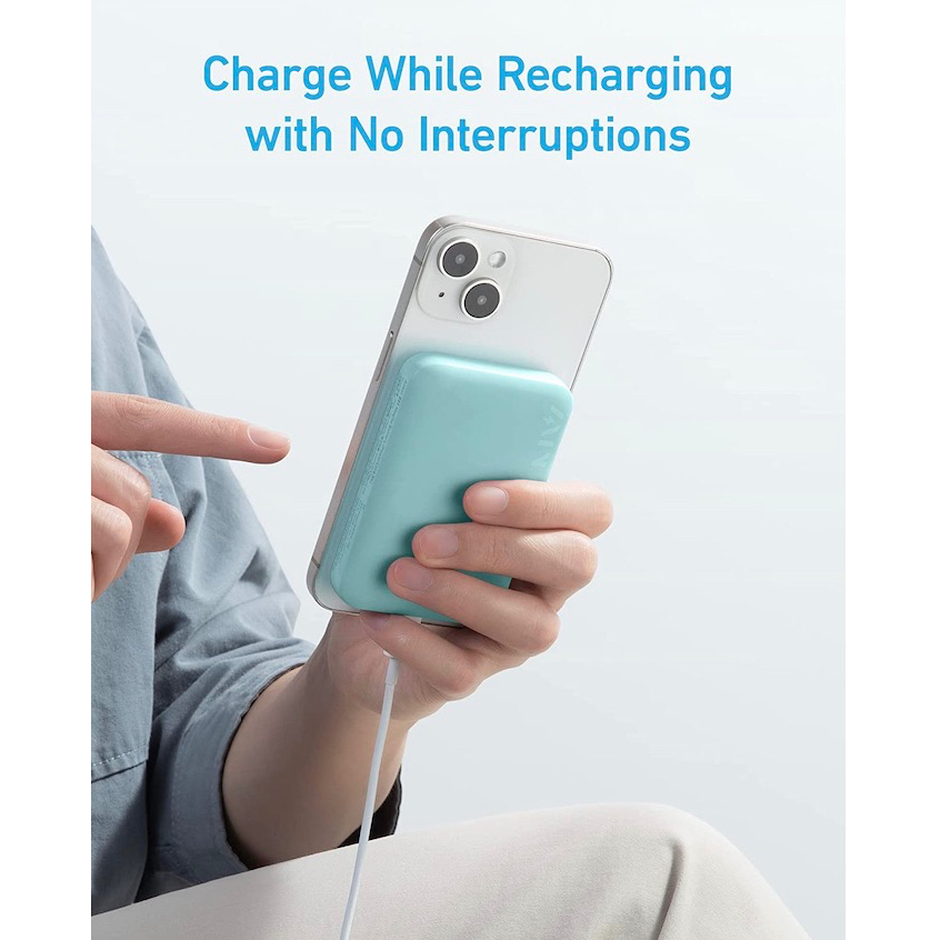 Sạc Dự Phòng Không Dây Từ Tính Anker 321 A1616 5000mAh,Cho 12/13/14 Series,Sạc Không Dây 5W/7.5W,Sạc Có Dây 12W