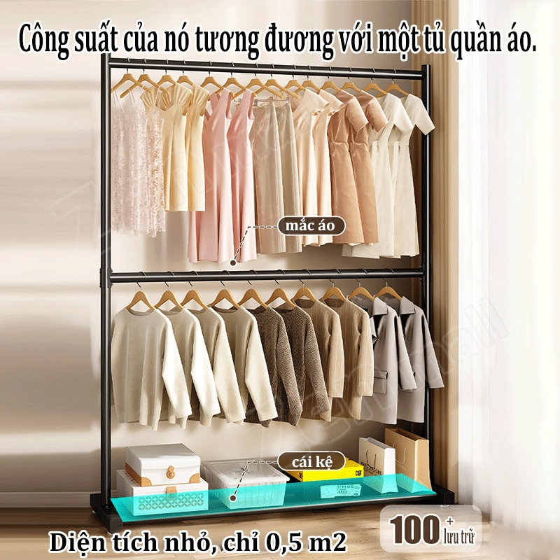 ZEN Giá treo quần áo  Giá Phơi Quần Áo khung thép chắc chắn Có thể treo 60 + thanh treo quần áo
