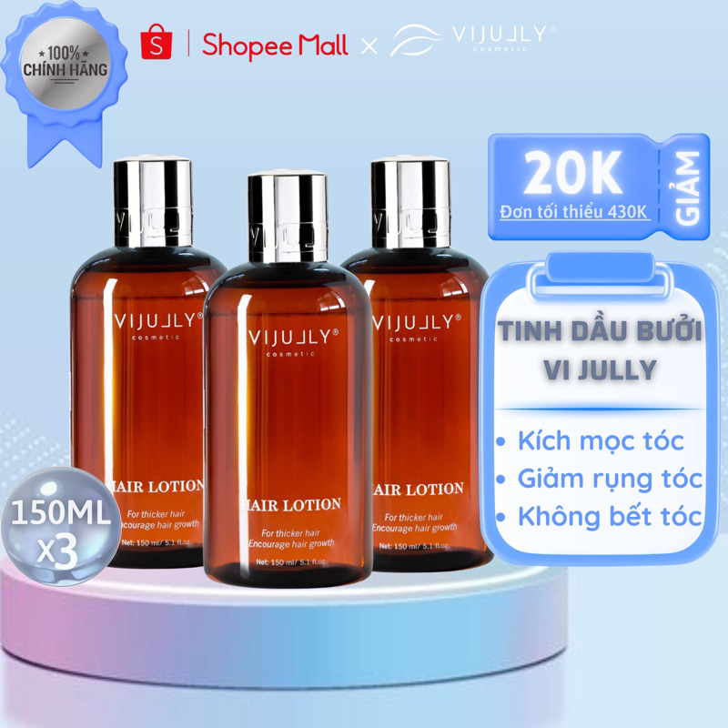 Mẫu Mới Combo 3 Chai Tinh Dầu Bưởi VIJULLY COSMETIC Kích Thích Mọc Tóc 150ml/Chai