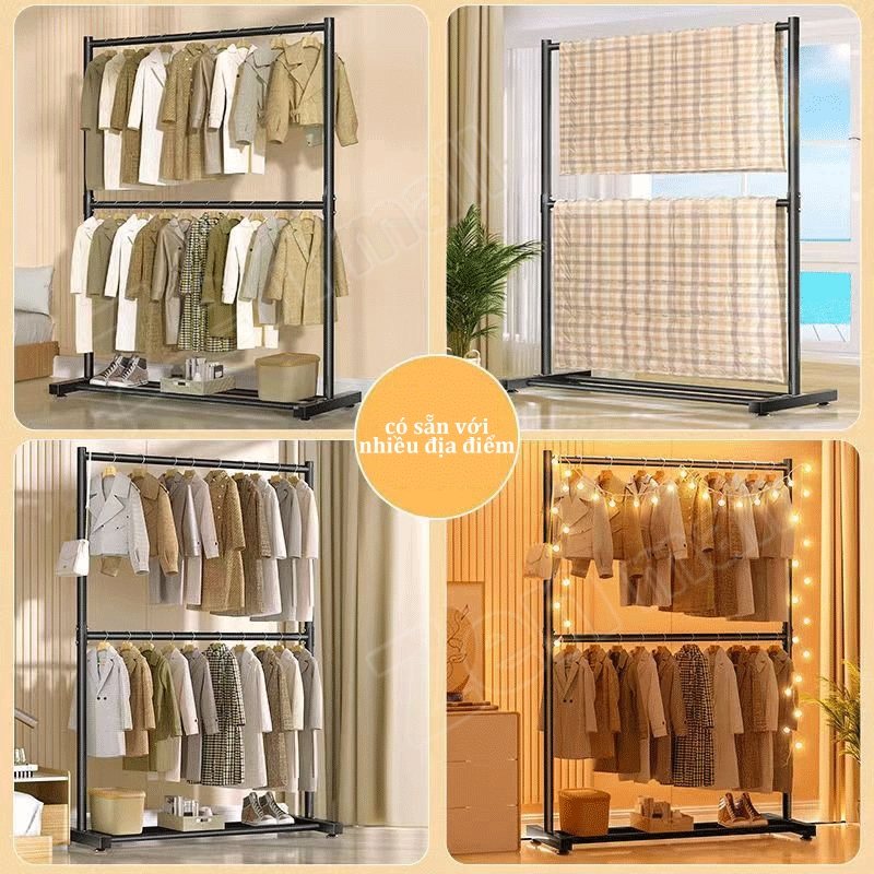 ZEN Giá treo quần áo  Giá Phơi Quần Áo khung thép chắc chắn Có thể treo 60 + thanh treo quần áo
