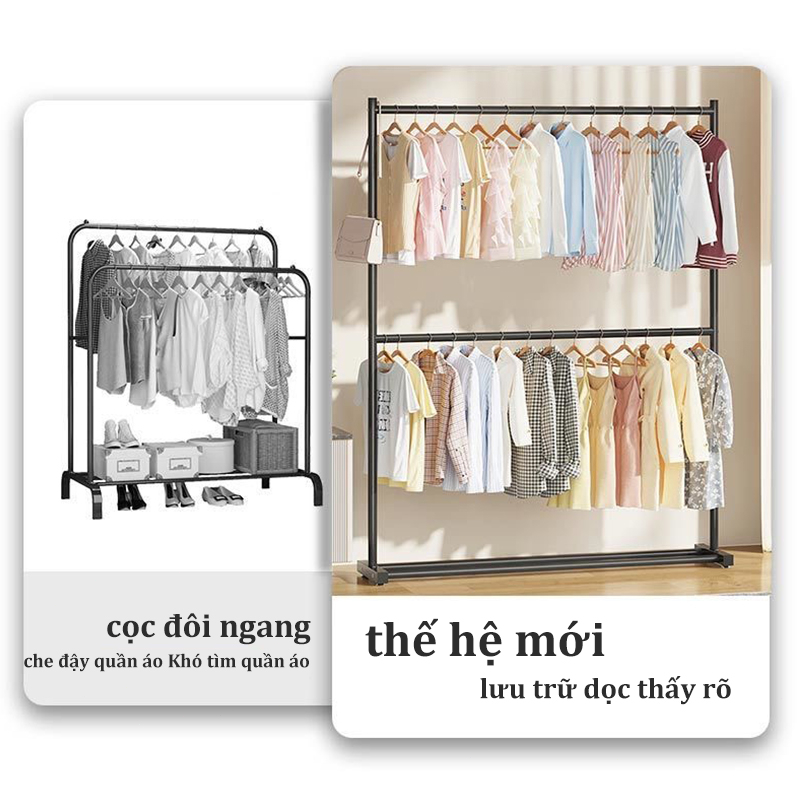 ZEN Giá treo quần áo  Giá Phơi Quần Áo khung thép chắc chắn Có thể treo 60 + thanh treo quần áo