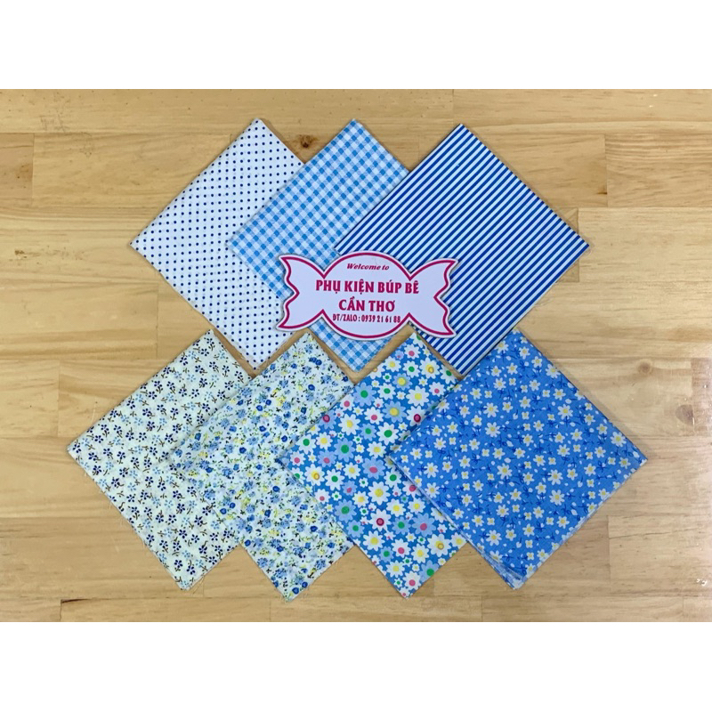 Set 7 mảnh vải 25x25cm may quần áo cho bup bê