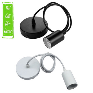 Dây đui đèn thả kèm đế ốp trần dùng cho đèn gỗ,đèn mây tre đan T042