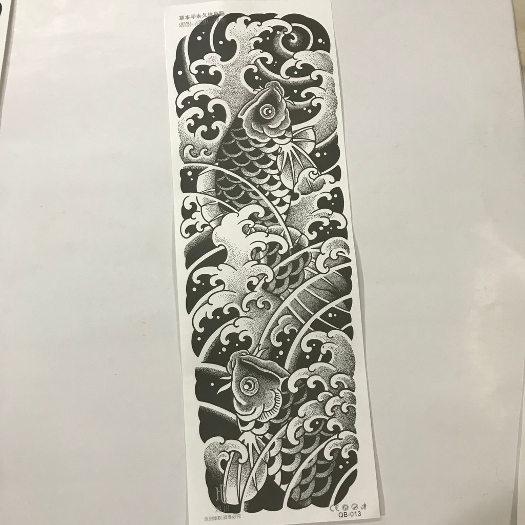 Hình xăm ma thuật magical tattoo cá chép trắng đen