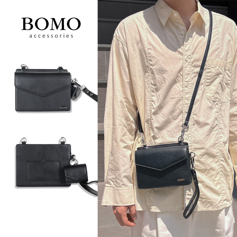 Túi mini đeo chéo đeo vai nam nữ da pu cao cấp kèm case airpod chống nước phong cách retro hàn quốc dạng hộp Bomo