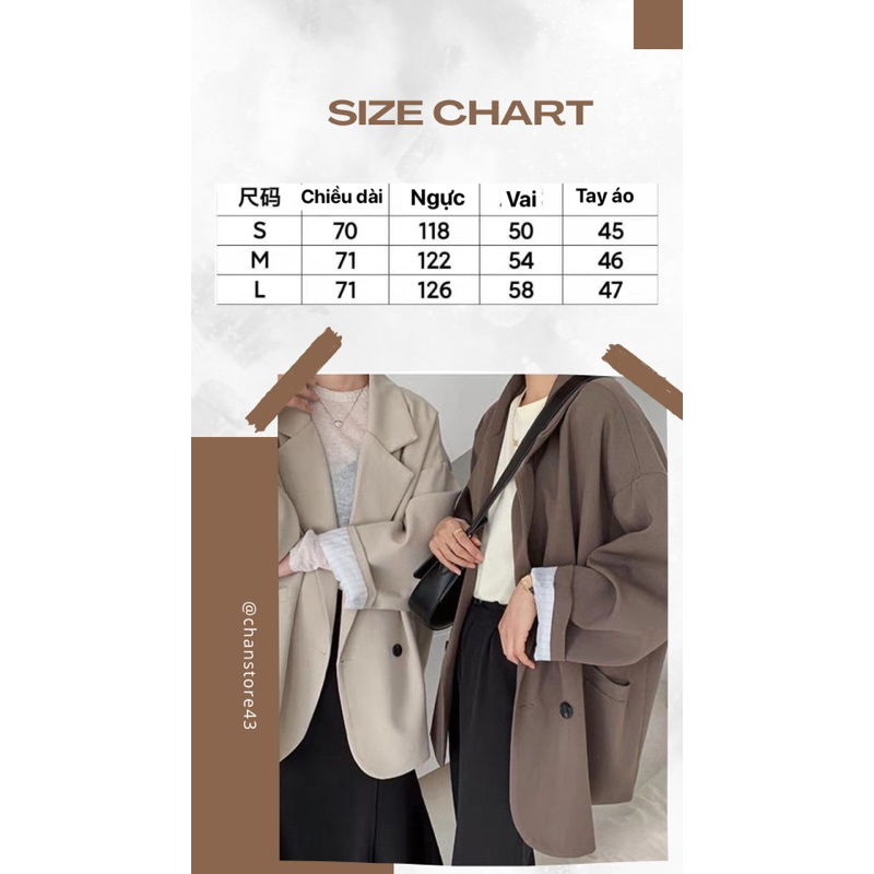 Áo khoác blazer dáng rộng phong cách hàn quốc hot trend-M1