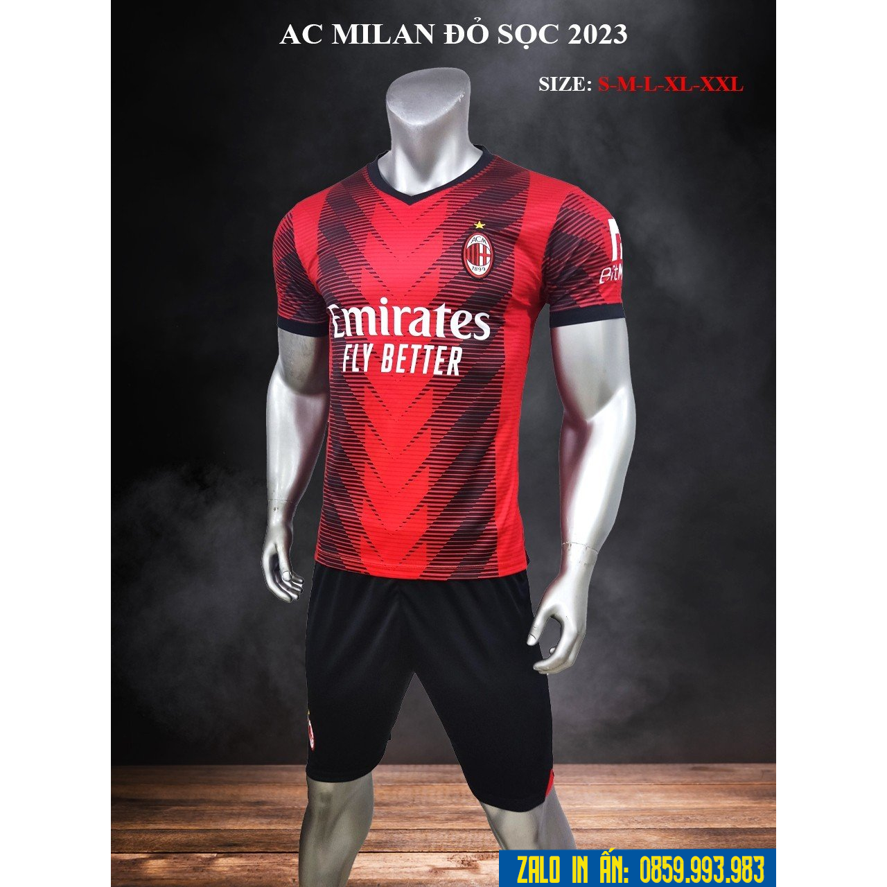 Quần Áo Bóng Đá Ac Milan Logo Thêu , Bộ Quần Áo Đá Banh AC Milan Đủ Mẫu Mới Nhất A11