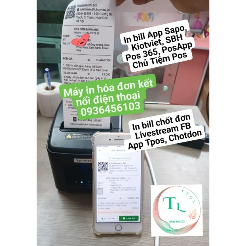 Máy in đơn Livestream, Máy in hóa đơn kết nối điện thoại, Máy in nhiệt K80, Máy in Bill kết nối điện thoại