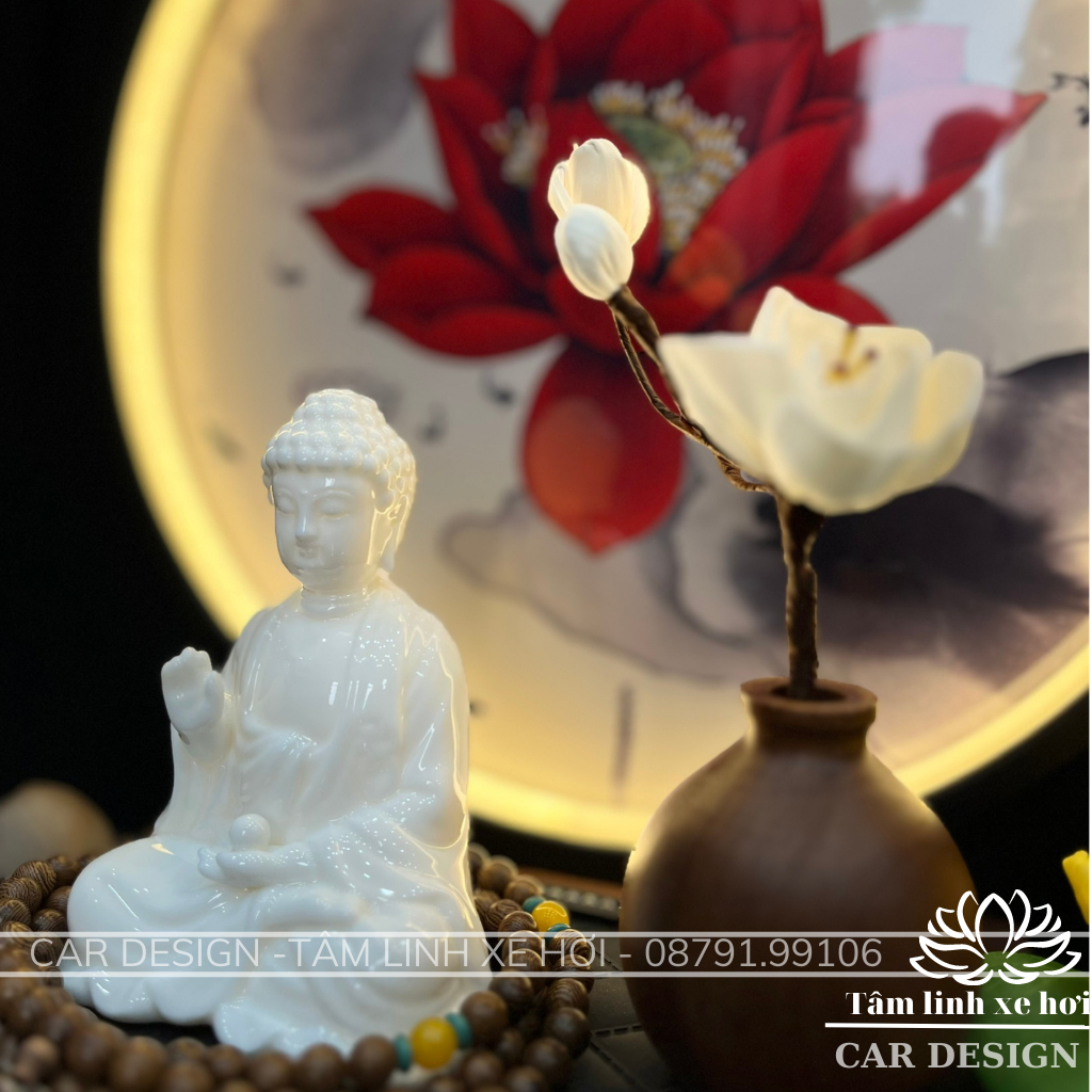 Bình Mộc Liên Hoa Trang Trí Tượng Phật - Trụ Gỗ Mộc Liên Hoa Decor Tượng Phật Tinh Dầu Thơm Cao Cấp