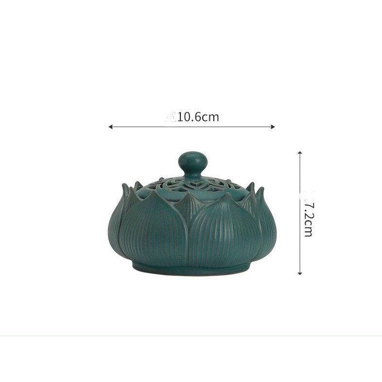 Lư Đốt Trầm Hương - Lư Xông Nhang Trầm Hương Phong Thủy Chất Liệu Gốm Sứ Cao Cấp Hình Hoa Sen