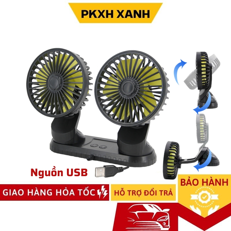 Quạt Mini Để Bàn 12V Nguồn USB, Quạt Xe Ô Tô Xoay 360 Độ Nhỏ Gọn Tiện Lợi