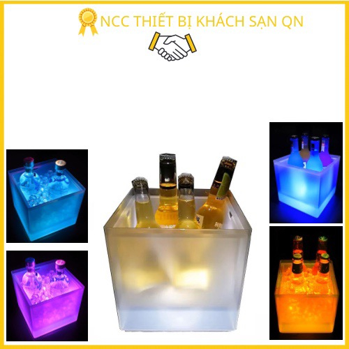 Xô/Khay đựng đá ướp lạnh chai rượu hai lớp có đèn LED thay đổi mầu sắc dành cho quán Bar dung tích 3.5L