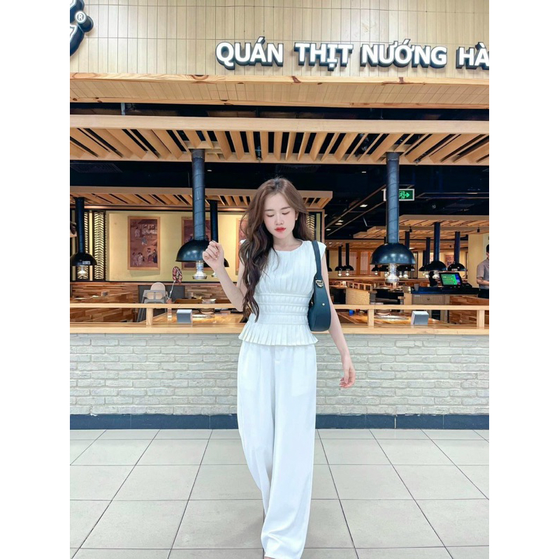 Set Bộ Nữ Đập Ly Áo Bánh Bèo Cánh Tiên Xinh Xắn
