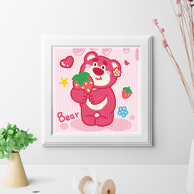 Tranh đính đá mini Gấu Dâu, Doraemon, Kuromi, siêu nhân có khung - Mèo Béo Kids Store