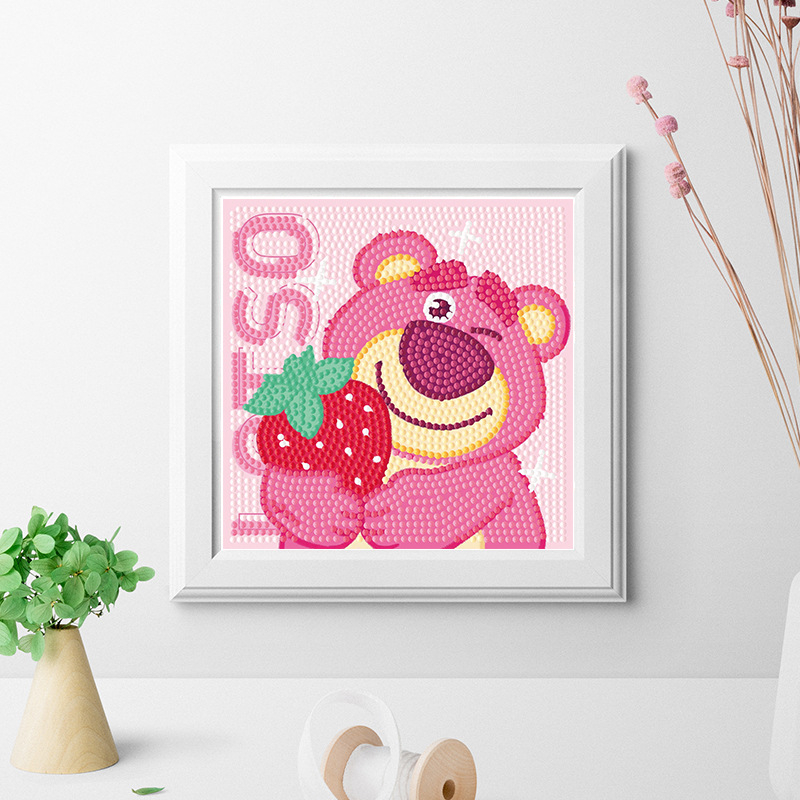 Tranh đính đá mini Gấu Dâu, Doraemon, Kuromi, siêu nhân có khung - Mèo Béo Kids Store