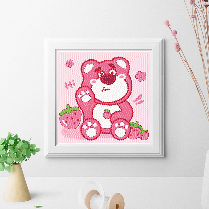 Tranh đính đá mini Gấu Dâu, Doraemon, Kuromi, siêu nhân có khung - Mèo Béo Kids Store