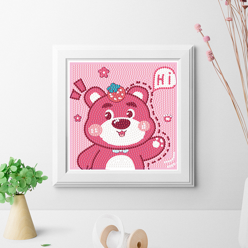 Tranh đính đá mini Gấu Dâu, Doraemon, Kuromi, siêu nhân có khung - Mèo Béo Kids Store