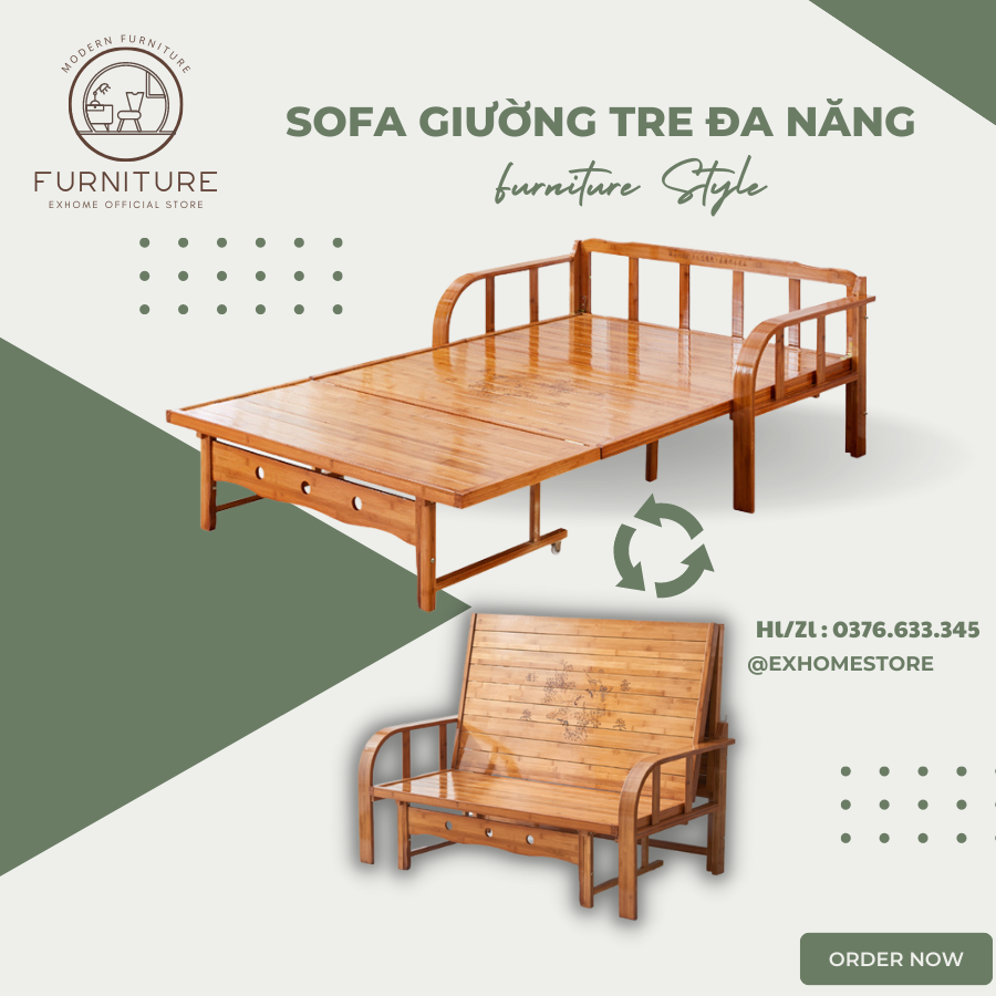 Ghế Sofa Giường Cao Cấp Thông Minh Gấp Gọn Gỗ Tre Ép Nhiệt Dễ Dàng Chuyển Đổi 2 chế độ - Quà tặng hấp dẫn tới 600k