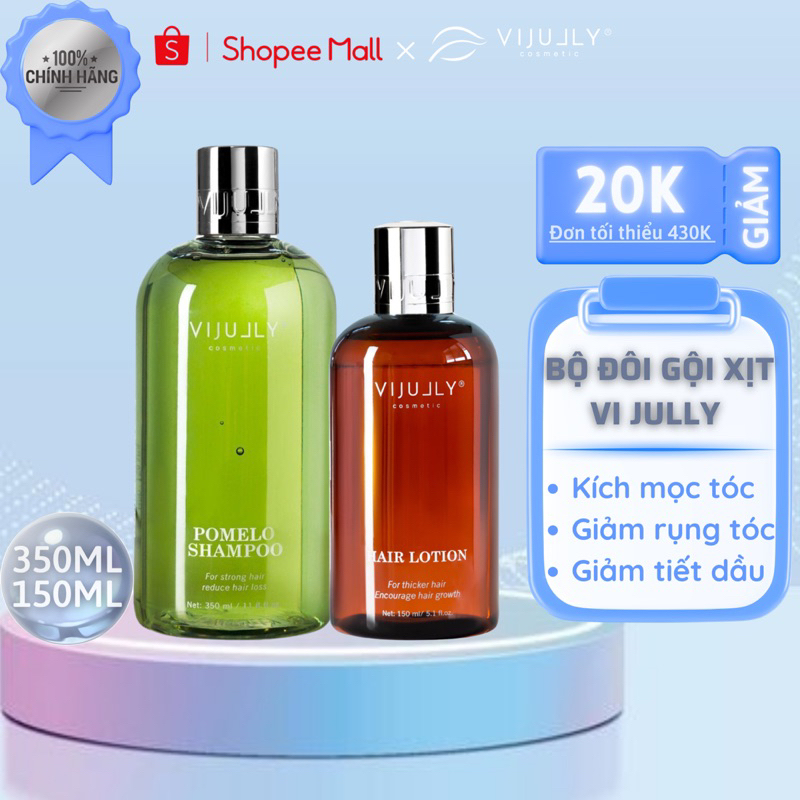 Mẫu Mới Bộ Gội Xịt VIJULLY COSMETIC Ngăn Rụng - Giúp Mọc Tóc (Dầu Gội Bưởi 350ml Và Xịt Tinh Dầu Bưởi 150ml)