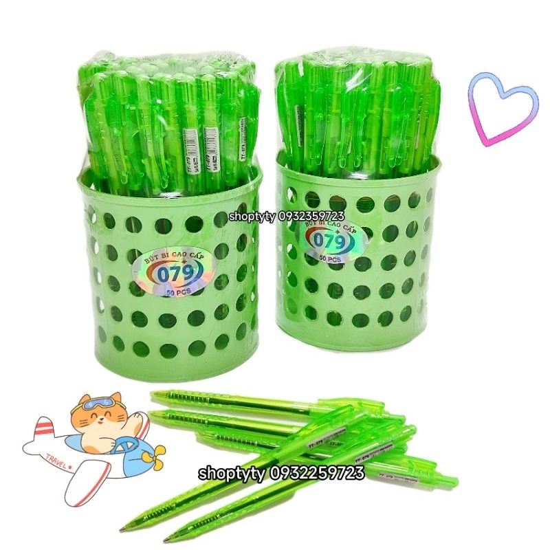 1 Hủ 50 Cây Viết/ Bút Bi Xanh Cao Cấp Đầu bút 0.7mm