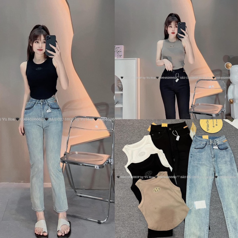 Set Combo 4 Áo 3 Lỗ Thêu Cắt Laze Chất Tăm Co Dãn Thoải Mái, Áo Nữ Dáng Ôm Body