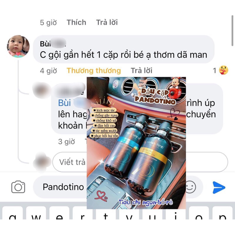 Cặp gội xả Pandotino  kích mọc tóc ,hương thơm mát 800ml