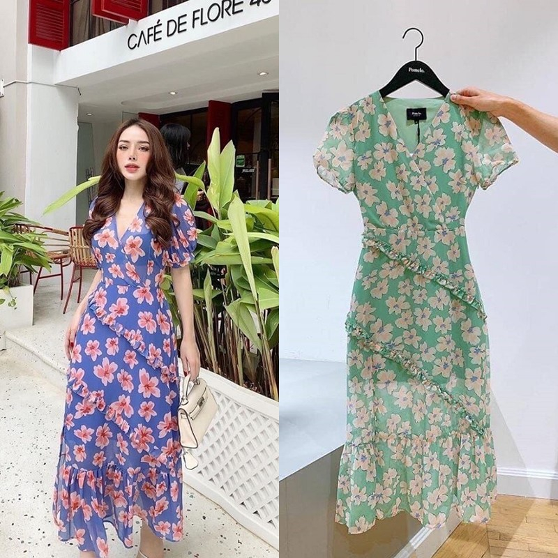 ĐẦM XÒE HOA LAI BÈO NGỰC ĐẮP CHÉO SIÊU XINH - VN352101
