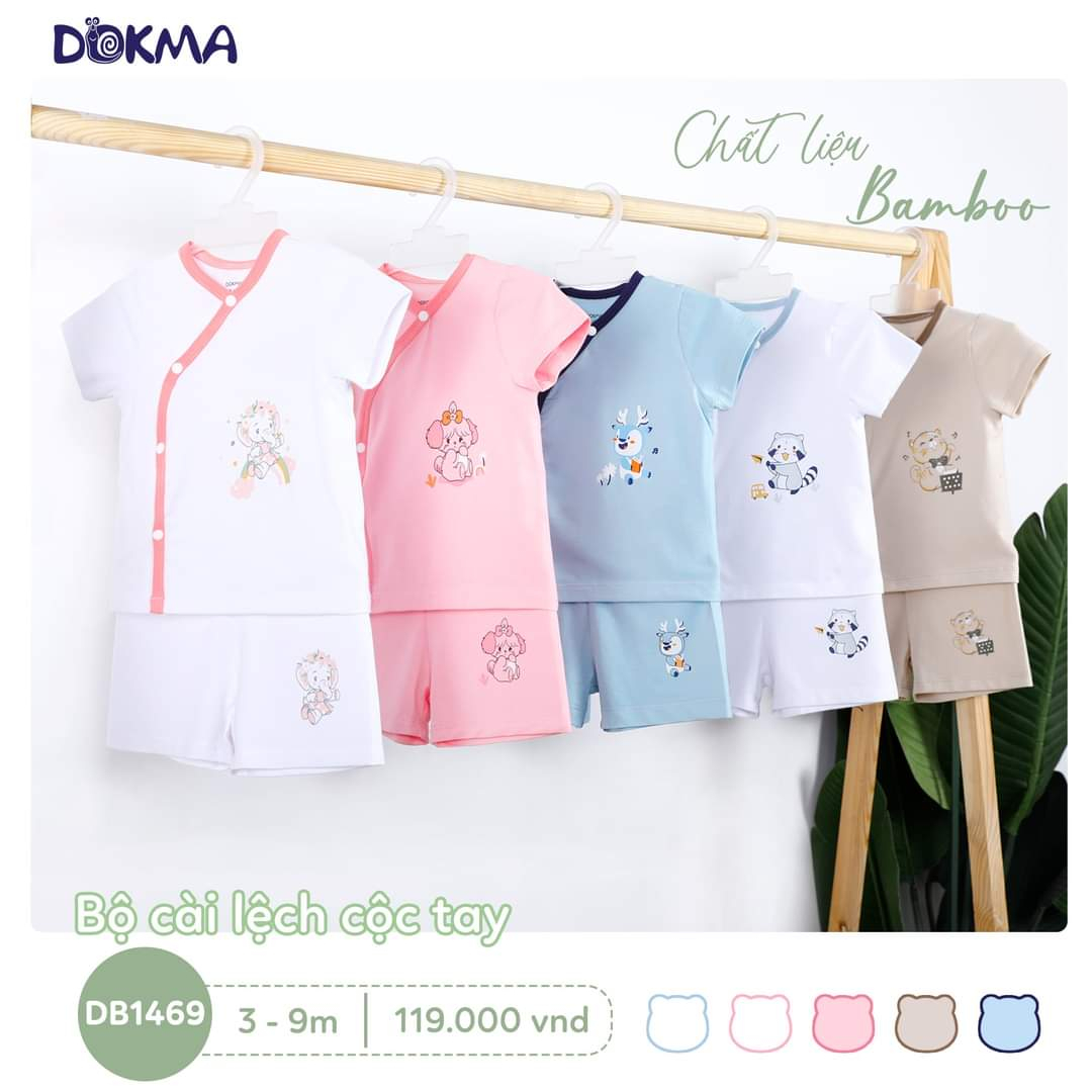 DB1469 - DB1470 - DB661 Bộ sơ sinh và body sơ sinh cộc tay bamboo/ cotton DOKMA (1-12M)