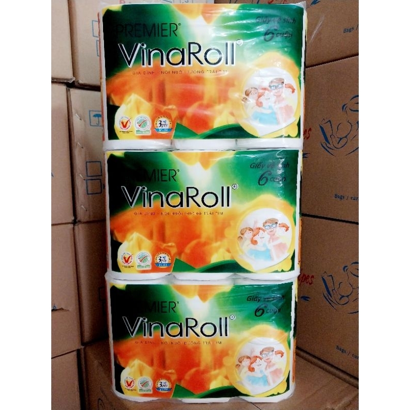 LỐC 6 CUỘN GIẤY HOÀNG LONG KIDS / VINAROLL KHÔNG LÕI.