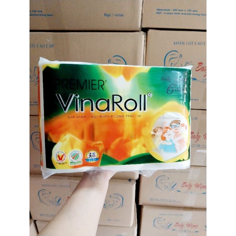 LỐC 6 CUỘN GIẤY HOÀNG LONG KIDS / VINAROLL KHÔNG LÕI.