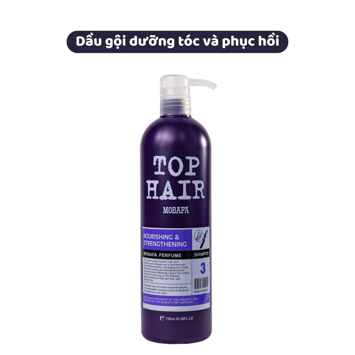 Dầu gội dầu xả Top Hair MOBAFA 750ml hương nước hoa phục hồi tóc hư tổn giảm gàu ngứa kiểm soát dầu toàn diện GX20