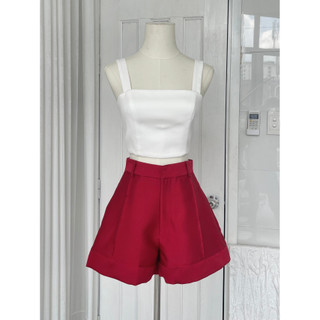 Quần Short Lưng Cao Tafta Đỏ - HOO DESIGN