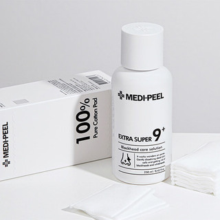 Bộ 2 món ủ mụn medi-peel extra super 9+ blackhead care solution 250ml + 40 cotton pads