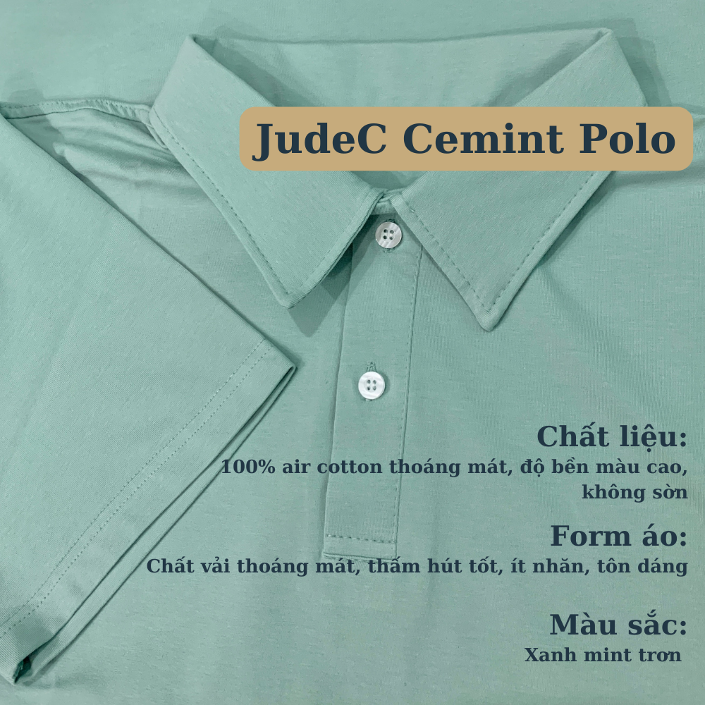 Áo polo Unisex Cemint xanh bạc hà sữa 100% air cotton co giãn thoáng mát, không sờn - JudeC