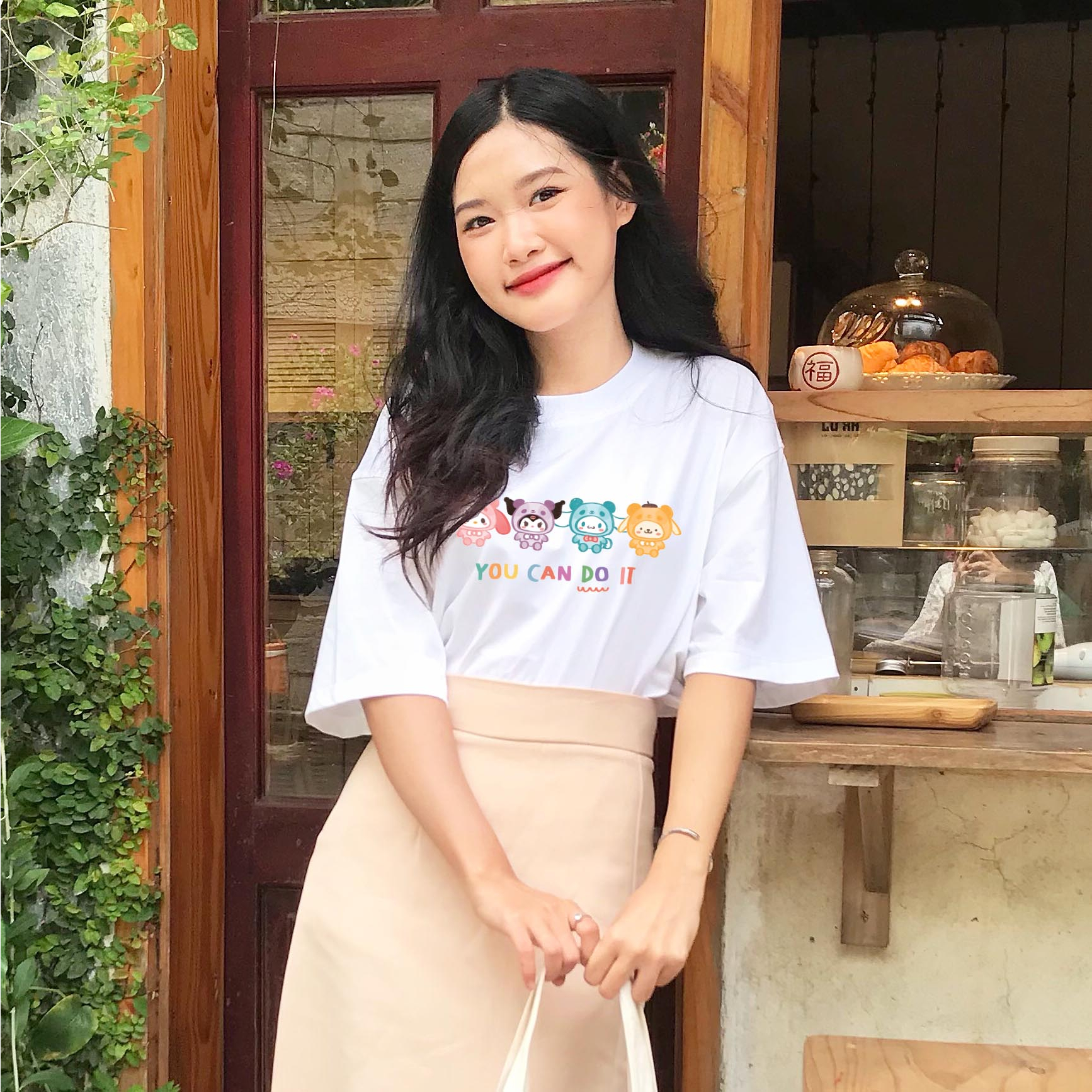 Áo thun SANRIO vải cotton  form rộng unisex nam nữ