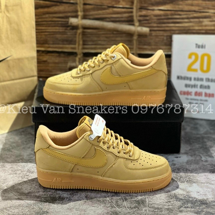 Giày AF1 Màu Vàng Da Bò Giày Air Force 1 Low Flax Wheat Cao Cấp