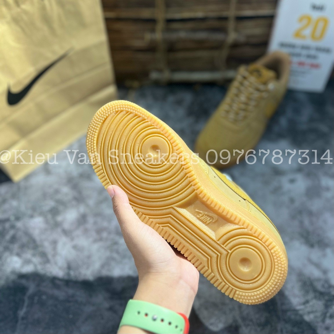 Giày AF1 Màu Vàng Da Bò Giày Air Force 1 Low Flax Wheat Cao Cấp
