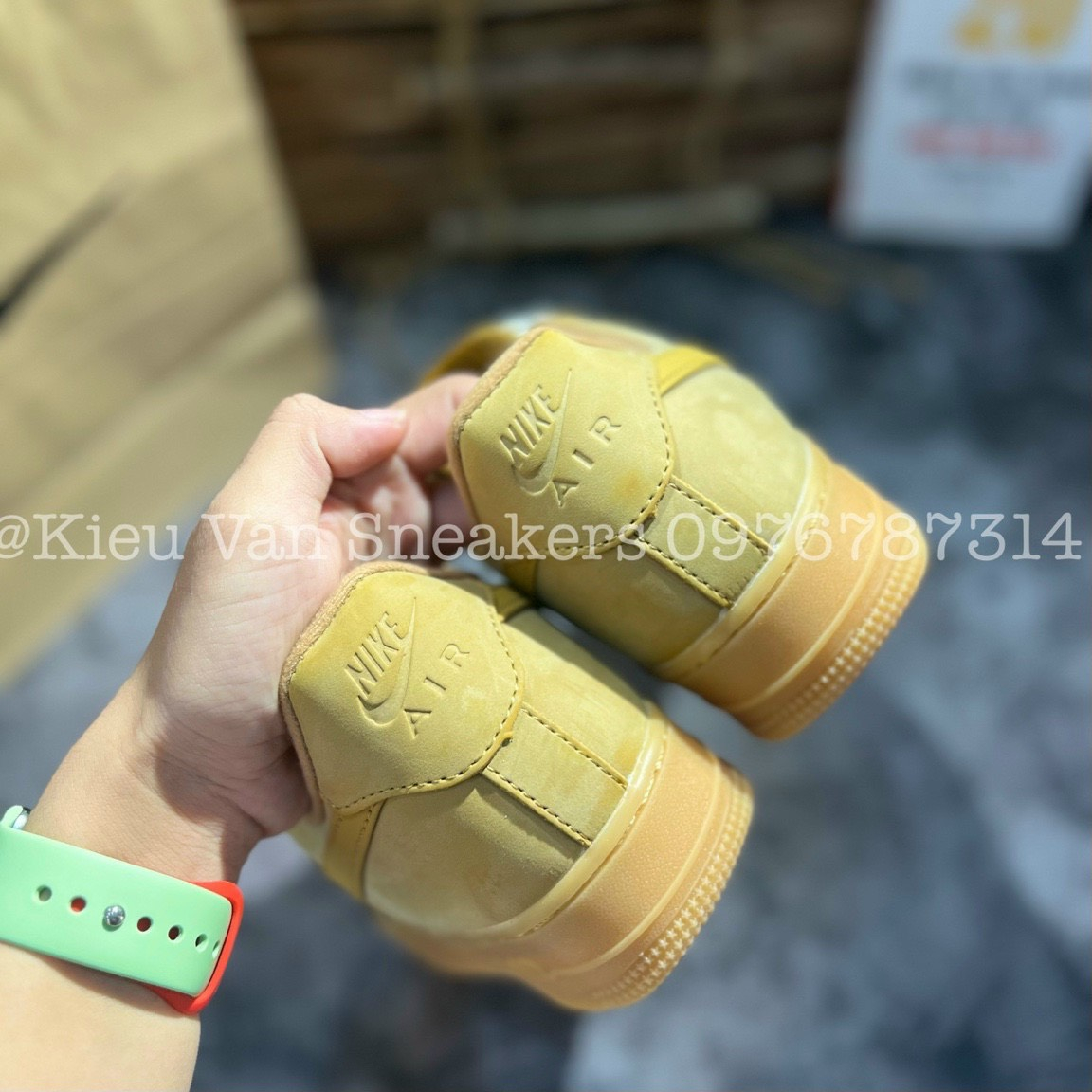 Giày AF1 Màu Vàng Da Bò Giày Air Force 1 Low Flax Wheat Cao Cấp